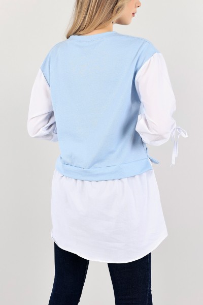Bebe Mavisi Poplin Garnili İki İp Tunik 109852
