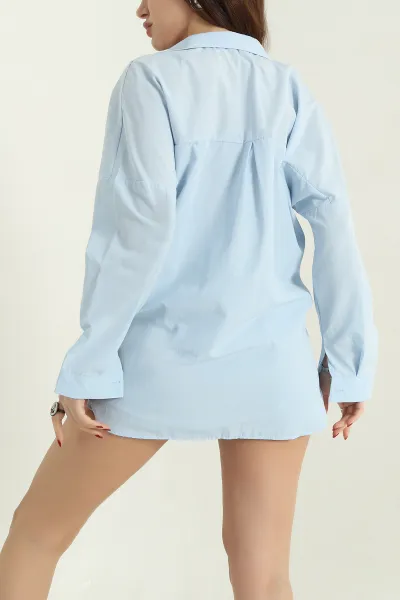 Bebe Mavisi Poplin Kumaş Gömlek Tunik 336940