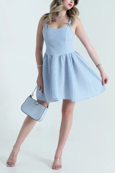 Bebe Mavisi Pötikare Askılı Kadın Elbise 478528