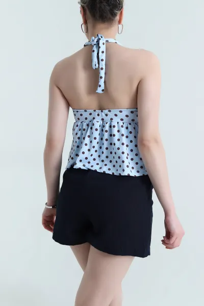 Bebe Mavisi Puantiyeli Sandy Kadın Bluz 462093