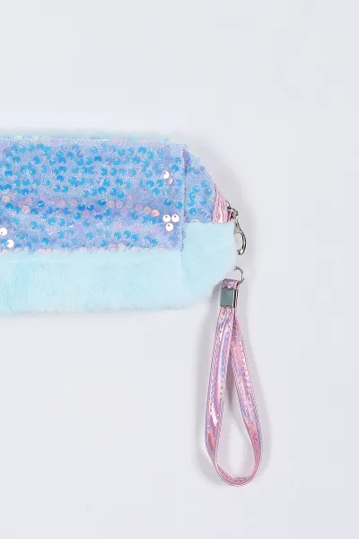 Bebe Mavisi Pullu Peluş Makyaj Çantası 299453