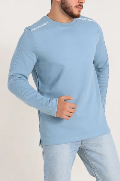 Bebe Mavisi Regular Fit Baskı Detay Erkek Basic Sweatshirt 305717