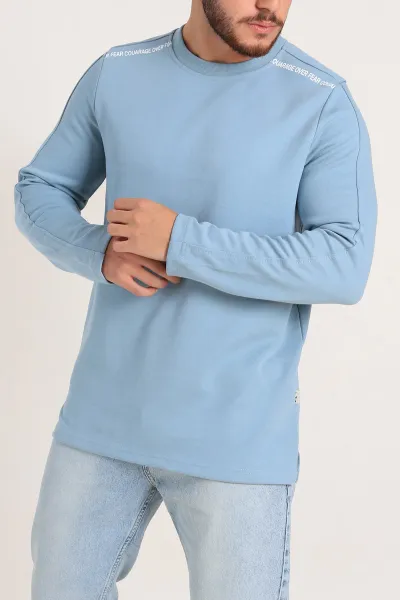Bebe Mavisi Regular Fit Baskı Detay Erkek Basic Sweatshirt 305717