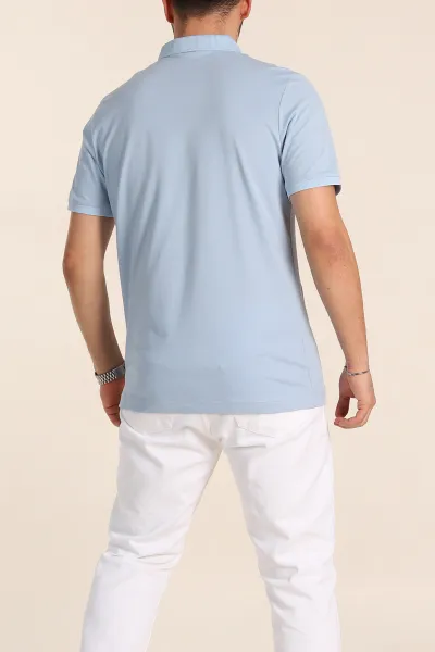 Bebe Mavisi Regular Fit Dokulu Polo Yaka Erkek Tişört 342501
