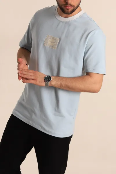Bebe Mavisi Regular Fit Göğüs Baskılı Erkek Tişört 270637