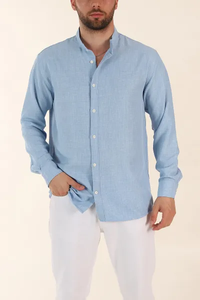 bebe-mavisi-regular-fit-hakim-yaka-uzun-kollu-erkek-gomlek-370043