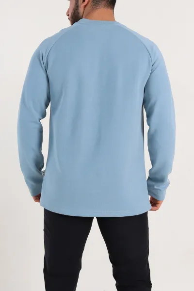 Bebe Mavisi Regular Fit Kabartma Baskılı Erkek Sweatshirt 305852