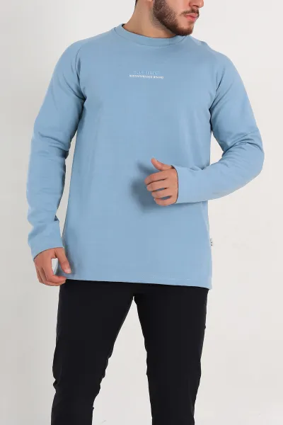 Bebe Mavisi Regular Fit Kabartma Baskılı Erkek Sweatshirt 305852