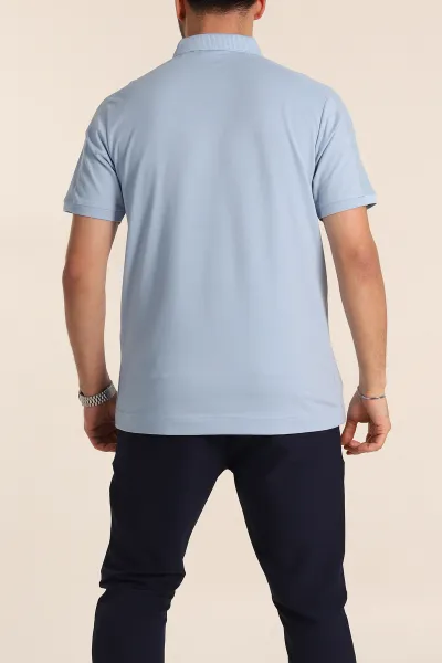 Bebe Mavisi Regular Fit Parçalı Polo Yaka Erkek Tişört 346734