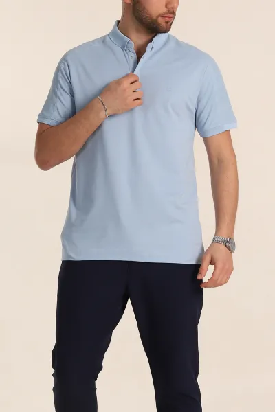 Bebe Mavisi Regular Fit Parçalı Polo Yaka Erkek Tişört 346734