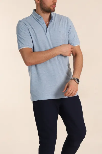 Bebe Mavisi Regular Fit Süprem Kumaş Kol Detaylı Polo Yaka Erkek Tişört 349942