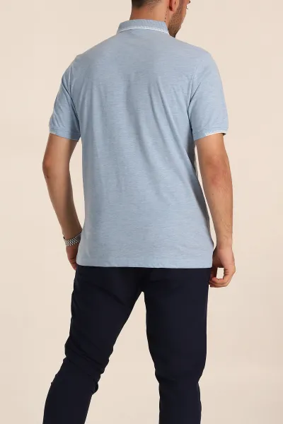 Bebe Mavisi Regular Fit Süprem Kumaş Kol Detaylı Polo Yaka Erkek Tişört 349942