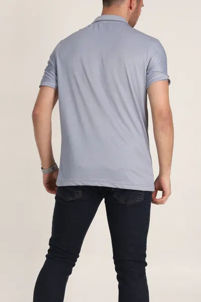 Bebe Mavisi Regular Fit V Patlı Polo Yaka Erkek Tişört 349814
