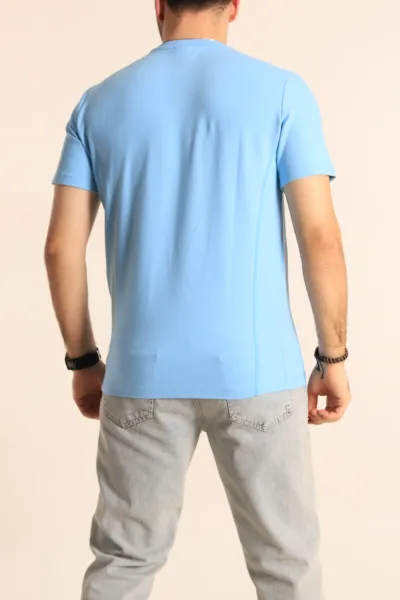 Bebe Mavisi Regular Fit Yazı Detay Erkek Tişört 252183