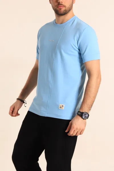 Bebe Mavisi Regular Fit Yazı Detay Erkek Tişört 252192