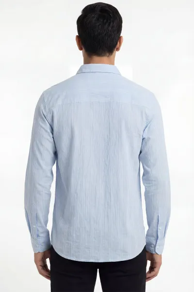 Bebe Mavisi Relaxed Fit Çizgili Erkek Gömlek 435787