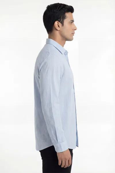 Bebe Mavisi Relaxed Fit Çizgili Erkek Gömlek 435787