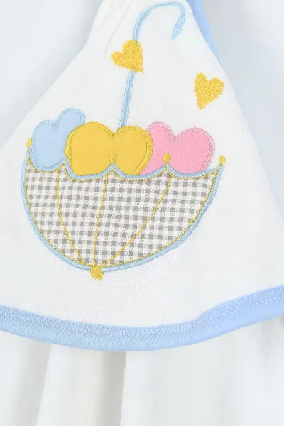 Bebe Mavisi Renkli Şemsiye Nakışlı Çift Katlı Erkek Bebek Silgi Havlu 375517