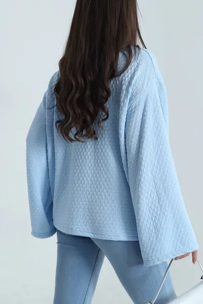 Bebe Mavisi Salaş Kol Buble Kadın Bluz 487516