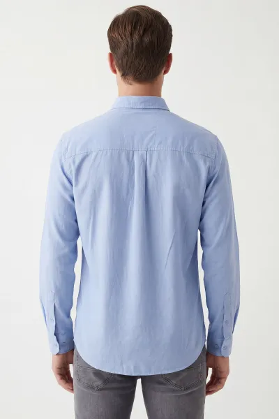Bebe Mavisi Şambre Kumaş Relaxed Fit Erkek Gömlek 435912