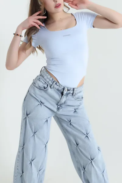 Bebe Mavisi Scuba Likralı Kadın Zıbın Bluz 432262