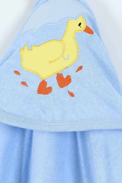 Bebe Mavisi Şemsiyeli Ördek Nakışlı Çift Katlı Erkek Bebek Silgi Havlu 375513