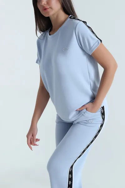 Bebe Mavisi Şeritli Likralı Oysho Kadın İkili Takım 474165
