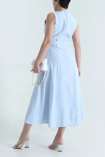 Bebe Mavisi Sıfır Kol Poplin Kadın Elbise 469360
