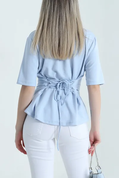 Bebe Mavisi Sırt Bağcıklı Modal Kadın Tişört 468129