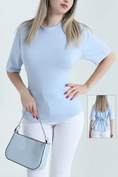 Bebe Mavisi Sırt Bağcıklı Modal Kadın Tişört 468129