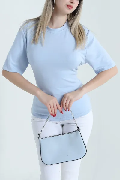 Bebe Mavisi Sırt Bağcıklı Modal Kadın Tişört 468129