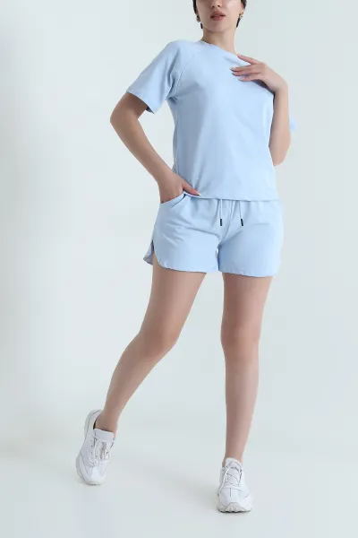 Bebe Mavisi Şortlu Kadın Kristal İkili Takım 465937