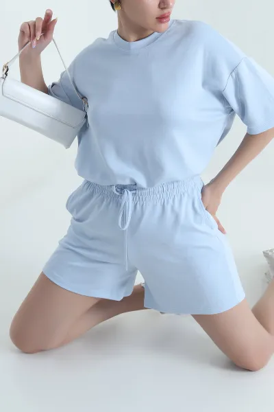 Bebe Mavisi Şortlu Oysho Kadın İkili Takım 469354