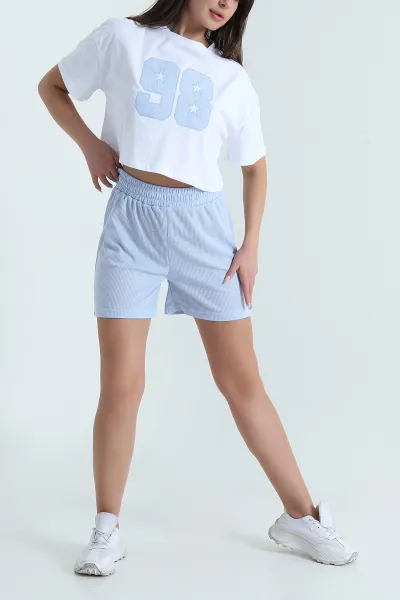 Bebe Mavisi Şortlu Waffle Kadın İkili Takım 469406
