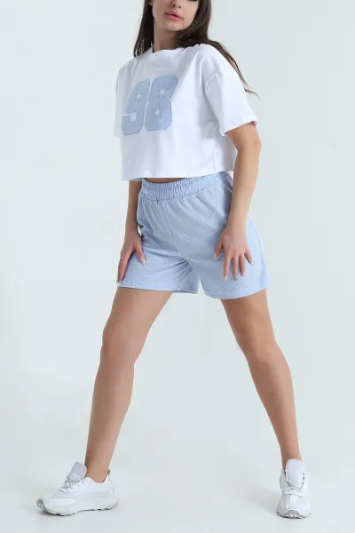 Bebe Mavisi Şortlu Waffle Kadın İkili Takım 469406