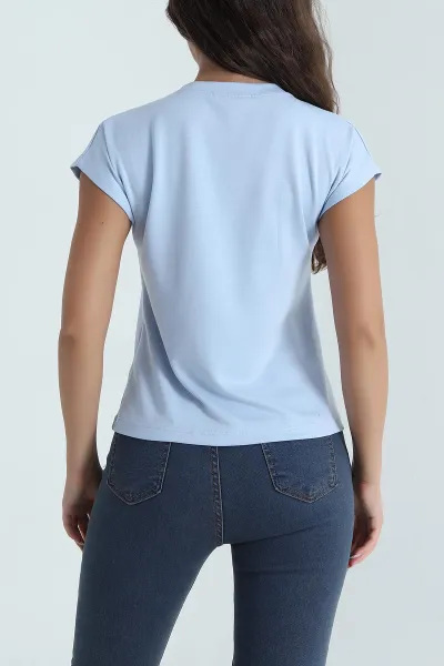 Bebe Mavisi Taş Tasarımlı Yeni Sezon Kadın Bluz 471417