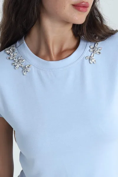 Bebe Mavisi Taş Tasarımlı Yeni Sezon Kadın Bluz 471417