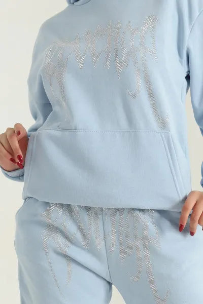 Bebe Mavisi Taşlı Şardonlu Üç İp Kadın İkili Takım 415638
