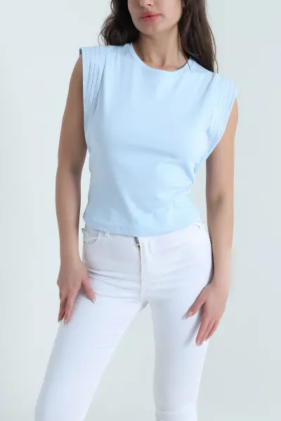 Bebe Mavisi Taşlı Tasarım Kadın Bluz 462991