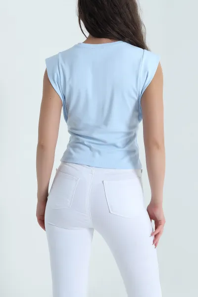 Bebe Mavisi Taşlı Tasarım Kadın Bluz 462991