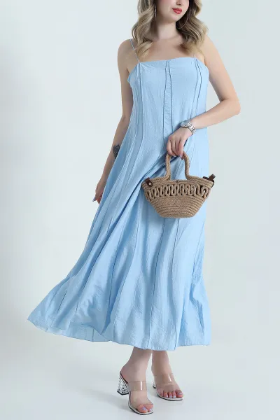 Bebe Mavisi Ters Dikişli Çilek Kadın Elbise 475433