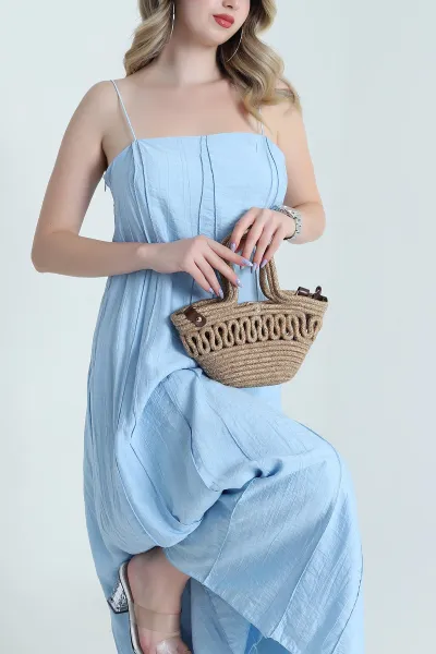 Bebe Mavisi Ters Dikişli Çilek Kadın Elbise 475433