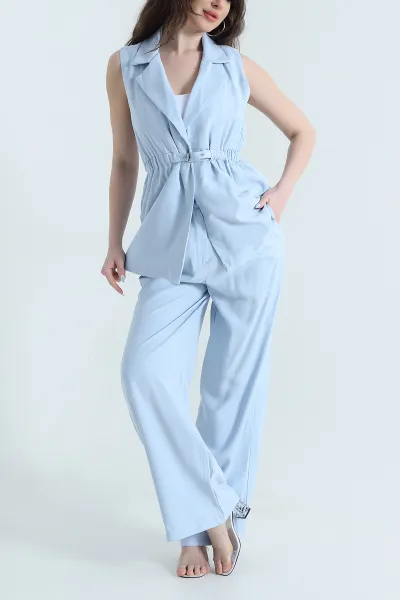 Bebe Mavisi Toka Detay Diagonel Modal Kadın İkili Takım 446844