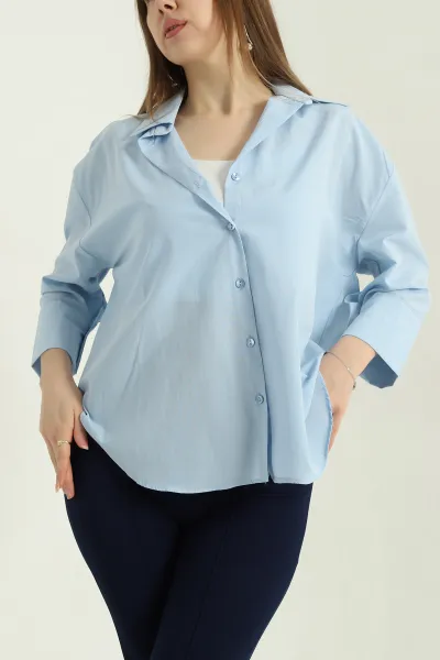 Bebe Mavisi Truvakar Kol Poplin Bayan Gömlek 336976