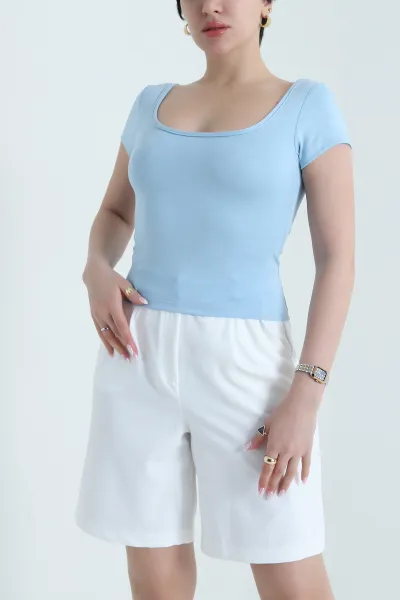 Bebe Mavisi U Yaka Buzzy Kadın Bluz 456272