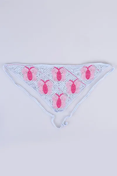Bebe Mavisi Üçgen   Örgü Saç Bandanası 485787