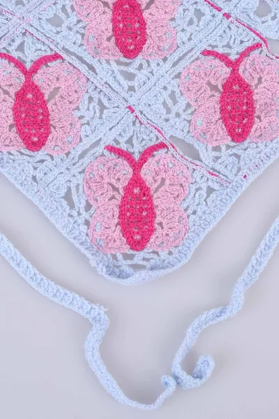 Bebe Mavisi Üçgen   Örgü Saç Bandanası 485787