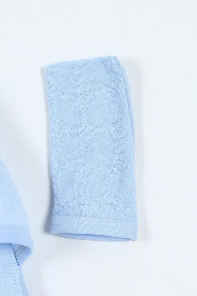 Bebe Mavisi Uyuyan Ayı Nakışlı Çift Katlı Erkek Bebek Silgi Havlu 375511