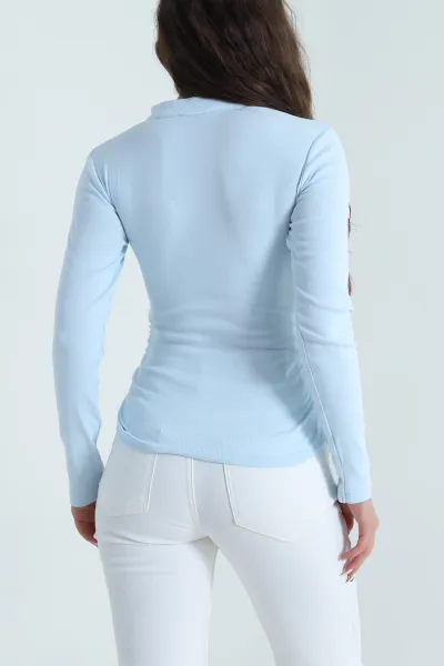 Bebe Mavisi Yanı Büzgülü Viskon Kadın Bluz 484505