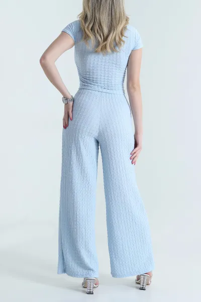 Bebe Mavisi Yanları Büzgülü Gofre Kadın İkili Takım 463756